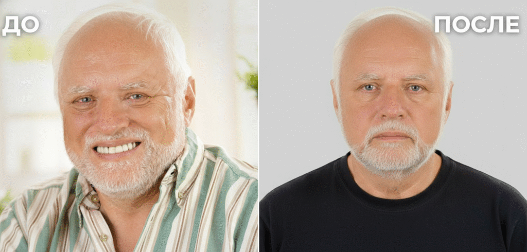 Промпт создания фото на паспорт - Пример 1