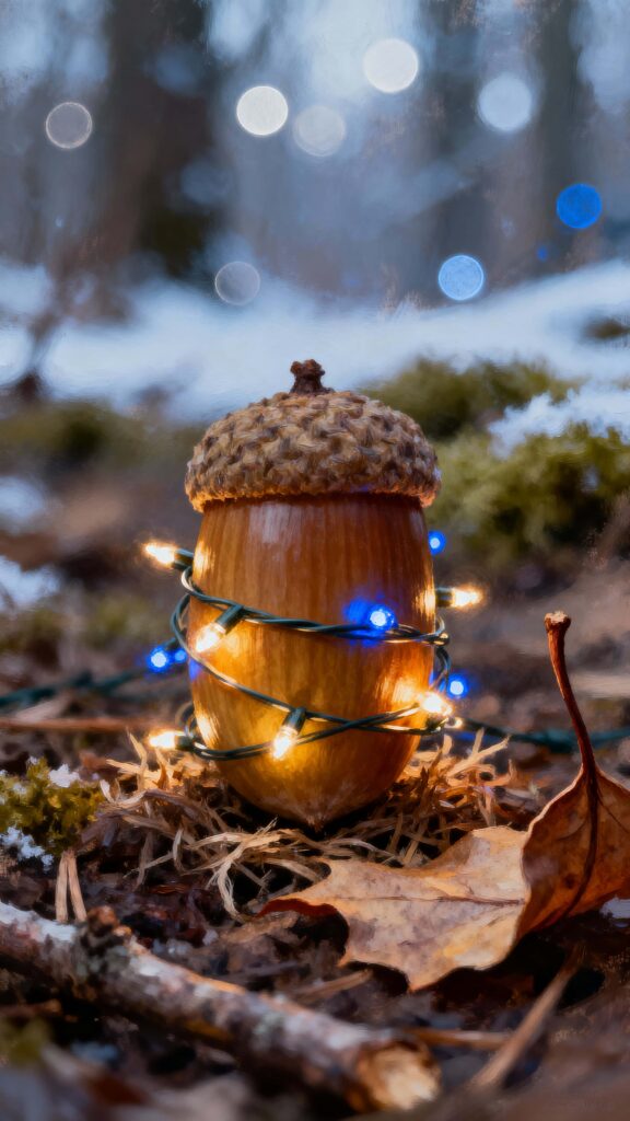 Acorn wrapped in micro lights vertical - Пример 1