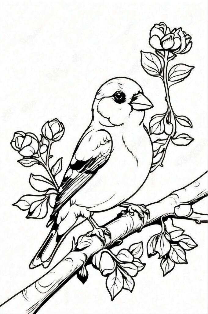 Промпт снегирь, раскраска - Пример 1