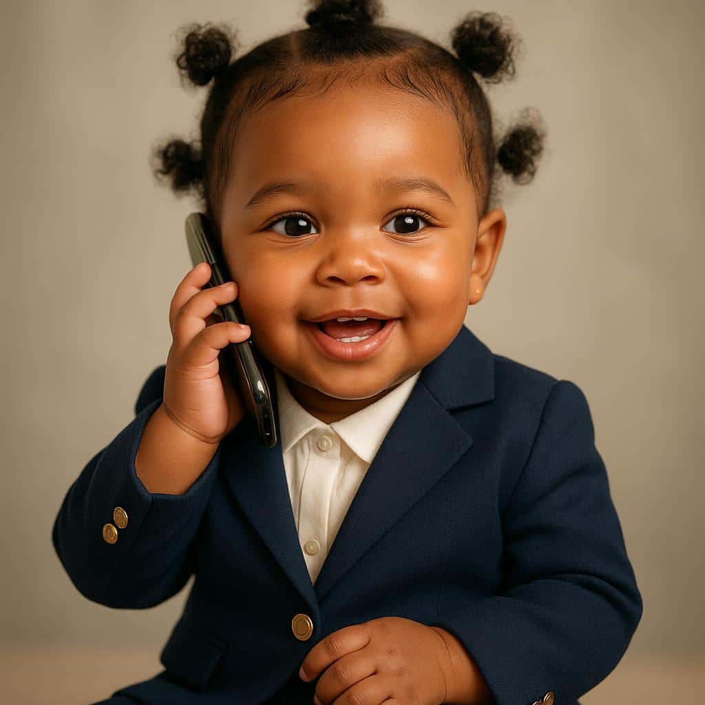 Baby girl in tiny corporate outfit - Пример 1