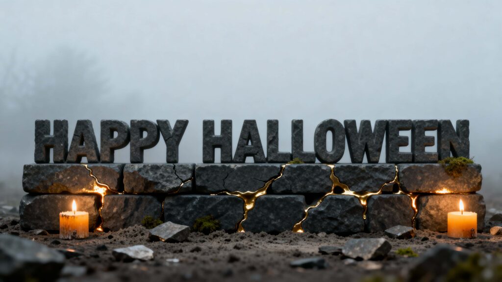 Basalt «HAPPY HALLOWEEN» chiseled sculpture - Пример 1