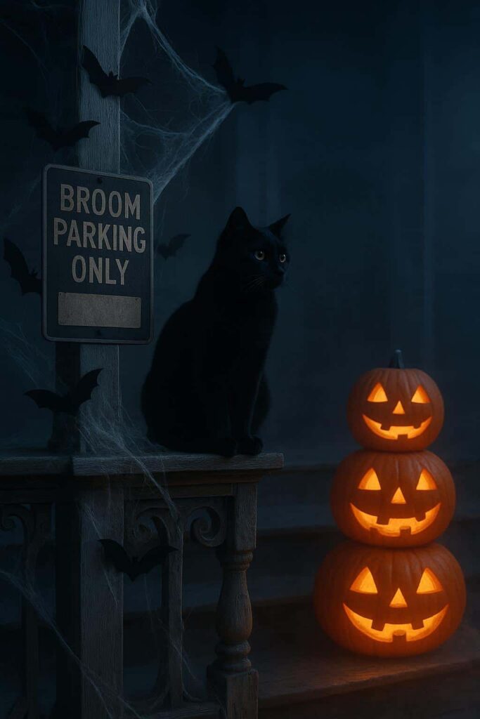 Black Cat on Victorian Porch - Пример 1