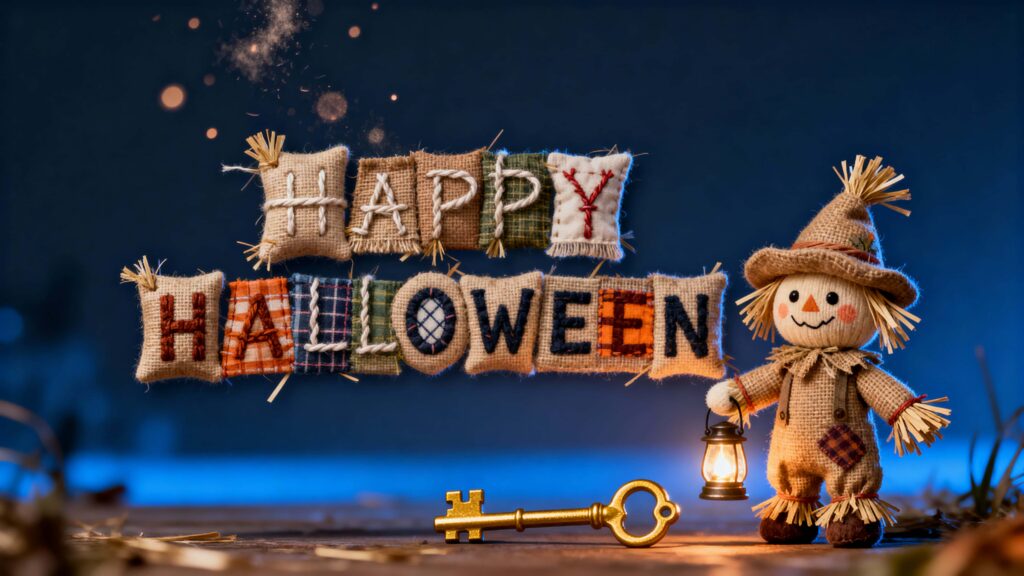 Burlap Halloween banner and scarecrow - Пример 1