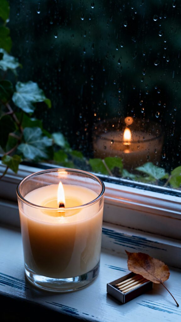 Candle on Rainy Windowsill, Intimate Lifestyle - Пример 1