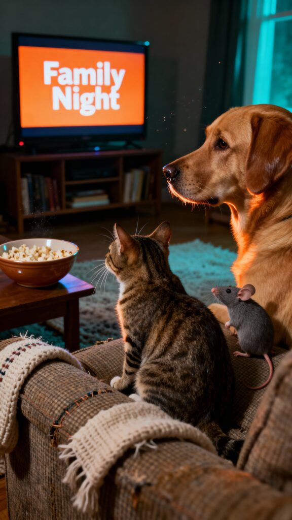 Cat Dog Mouse Watching Movie - Пример 1
