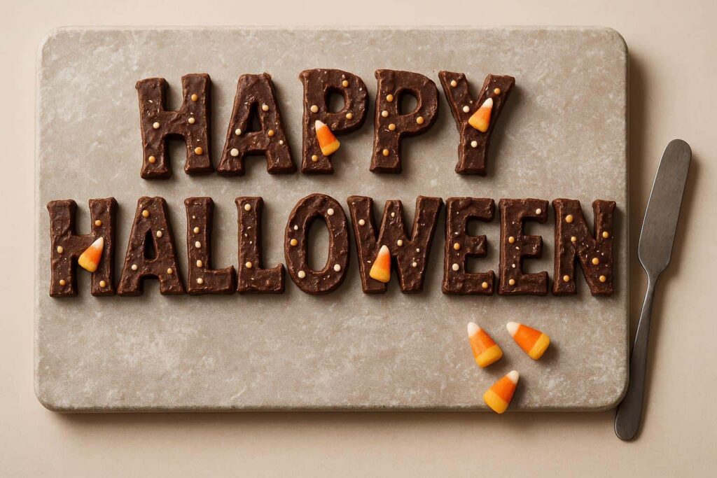 Chocolate HAPPY HALLOWEEN bark letters - Пример 1