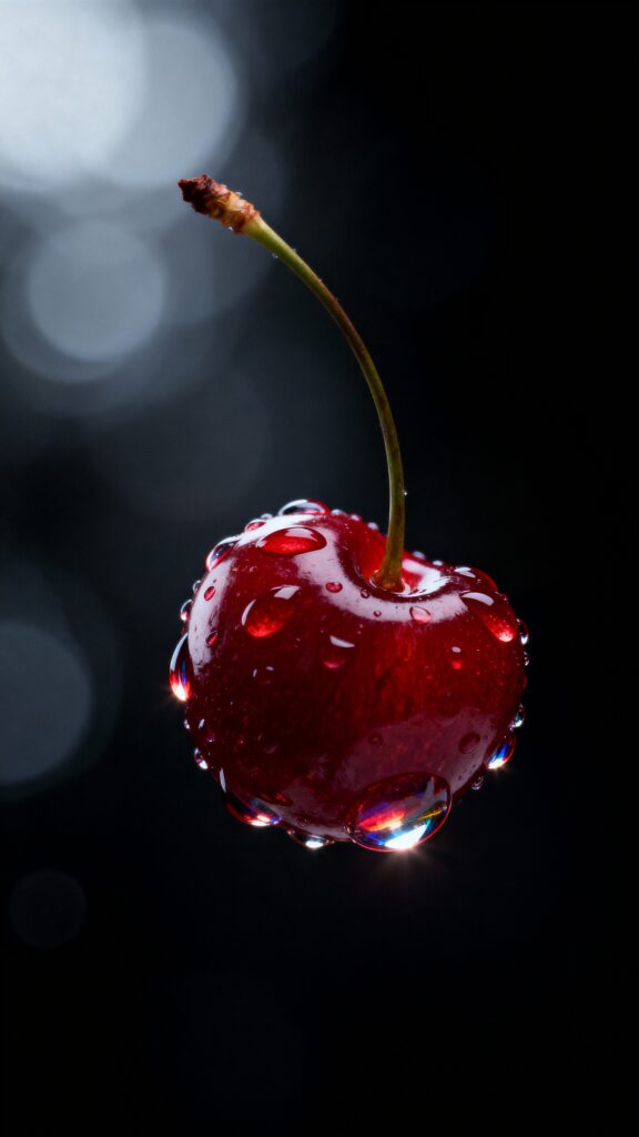 Cinematic Macro Cherry in Void - Пример 1