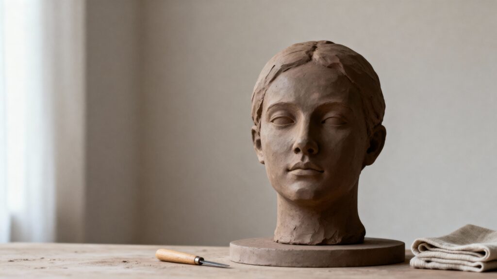 Clay sculpture matte studio scene - Пример 1