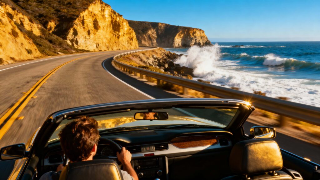 Convertible Car on Pacific Coast Highway - Пример 1