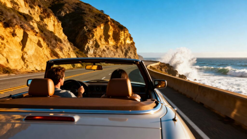Convertible Car on Pacific Coast Highway - Пример 1