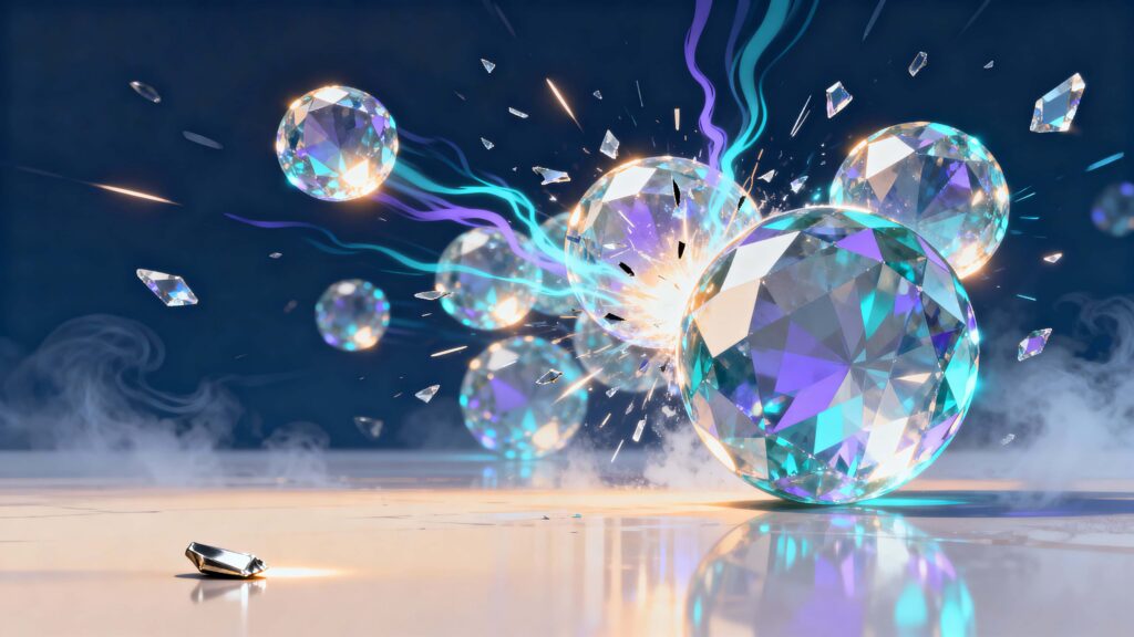 Crystal spheres colliding in midair - Пример 1