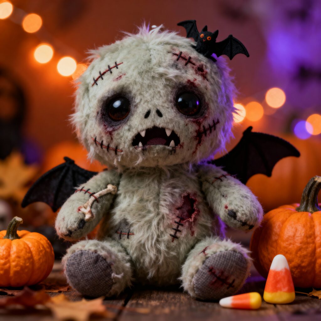 Cute Fluffy Halloween Zombie Character - Пример 1