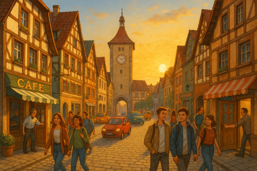 Промпт — Утро в городе Германии - Пример 1