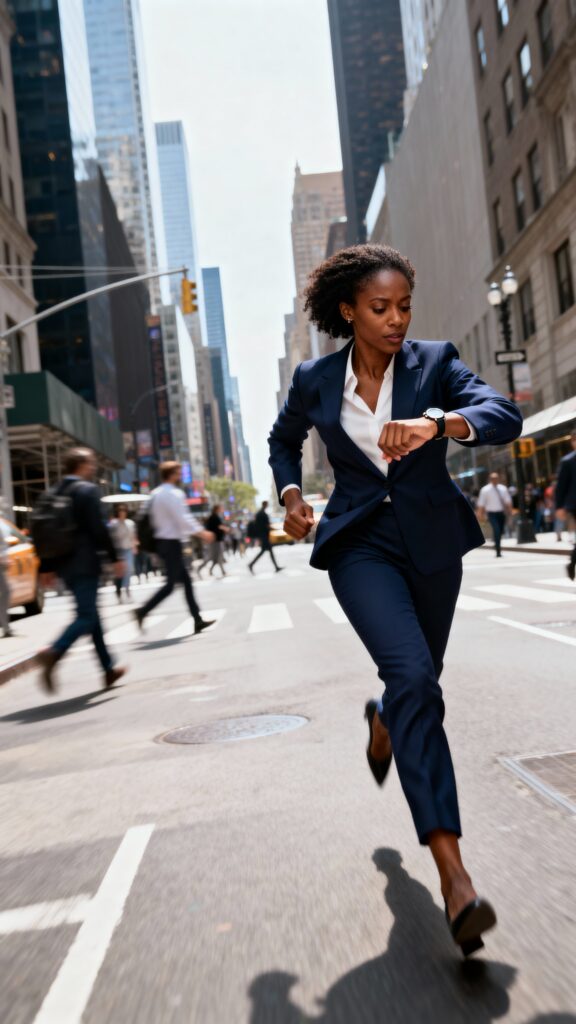 Determined Businesswoman Sprinting in City Street (9:16) - Пример 1