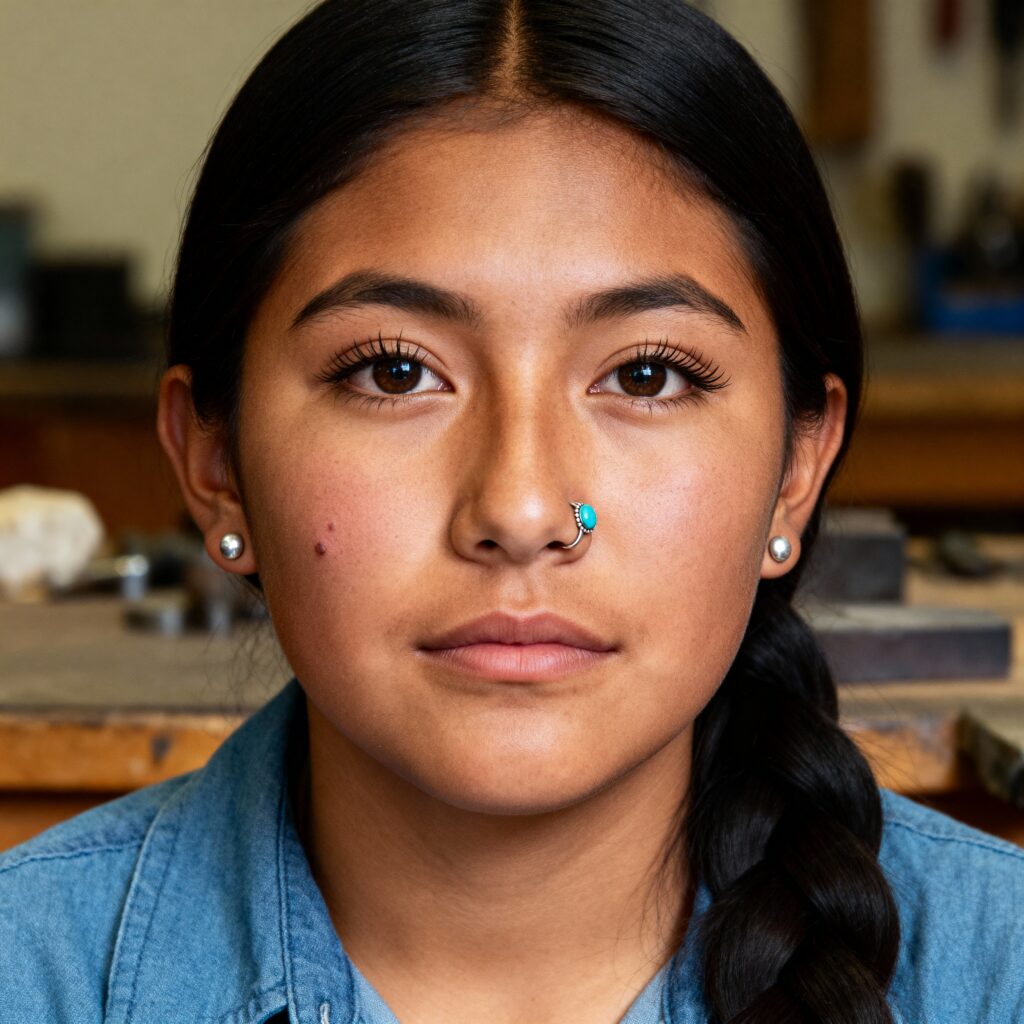 Diné jewelry apprentice headshot portrait - Пример 1
