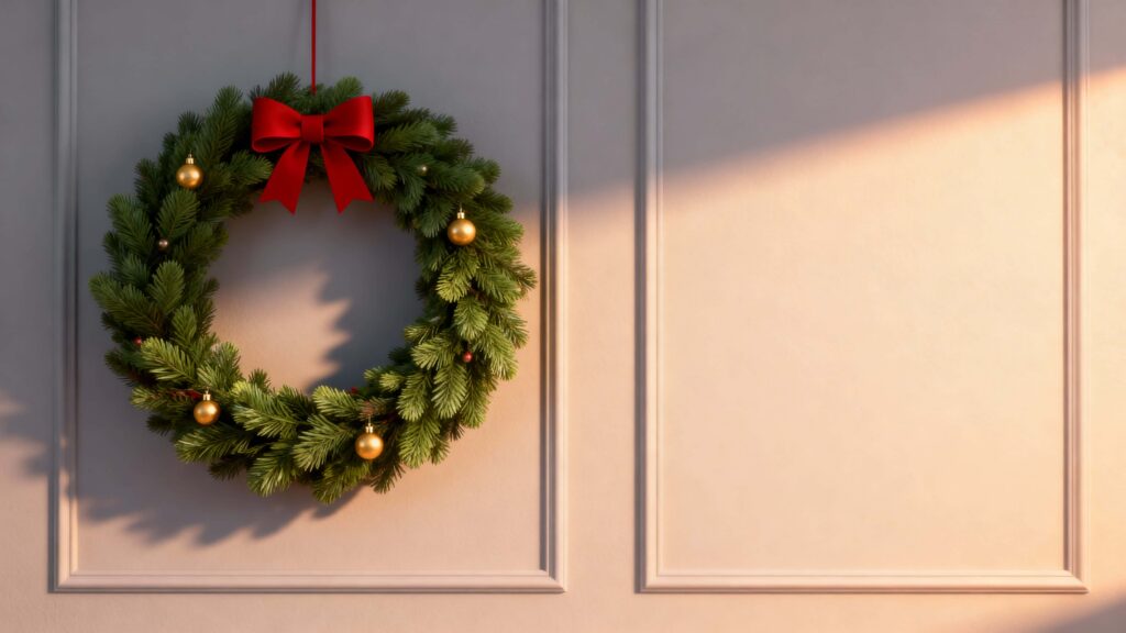 Evergreen wreath with red bow - Пример 1