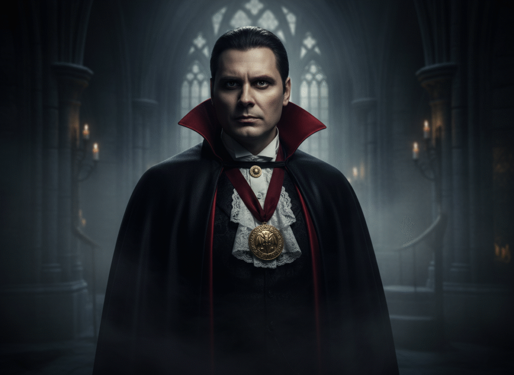 Промпт для аватара на хэллоуин в образе классического Дракулы - Пример 1