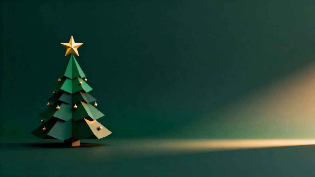 Fir Tree Minimalist Christmas Background Scene - Пример 1