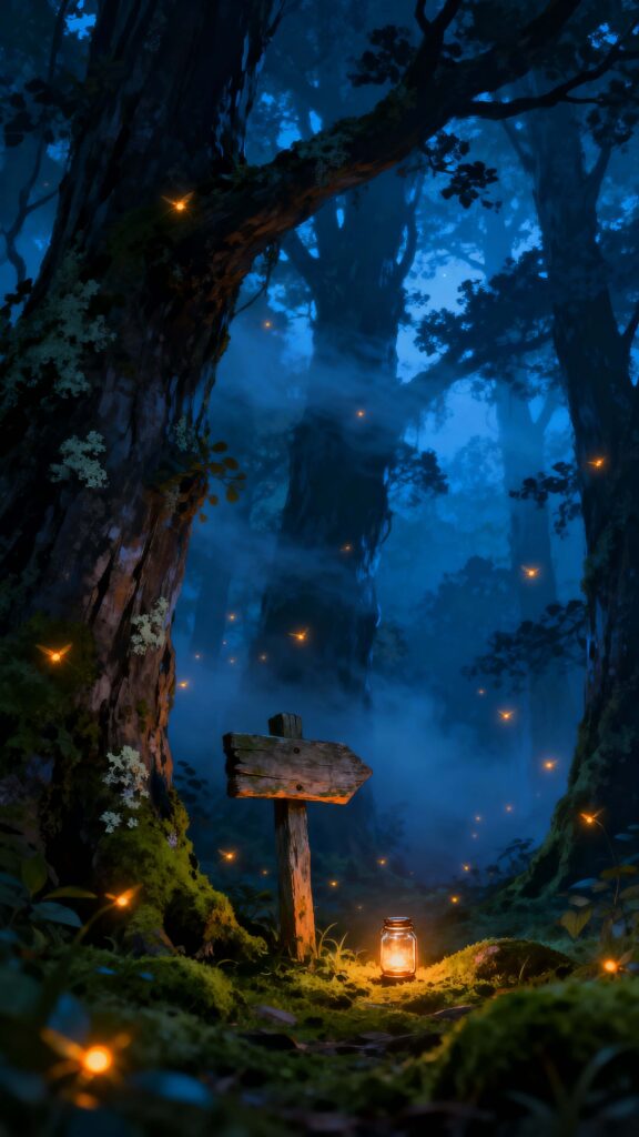 Fireflies in Foggy Forest Night - Пример 1