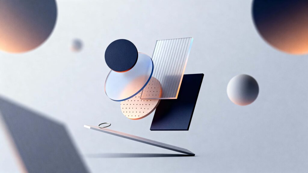 Floating Shapes Balanced Abstract Composition - Пример 1