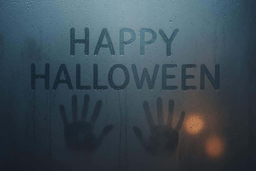 Fogged Windowpane with Halloween Text - Пример 1