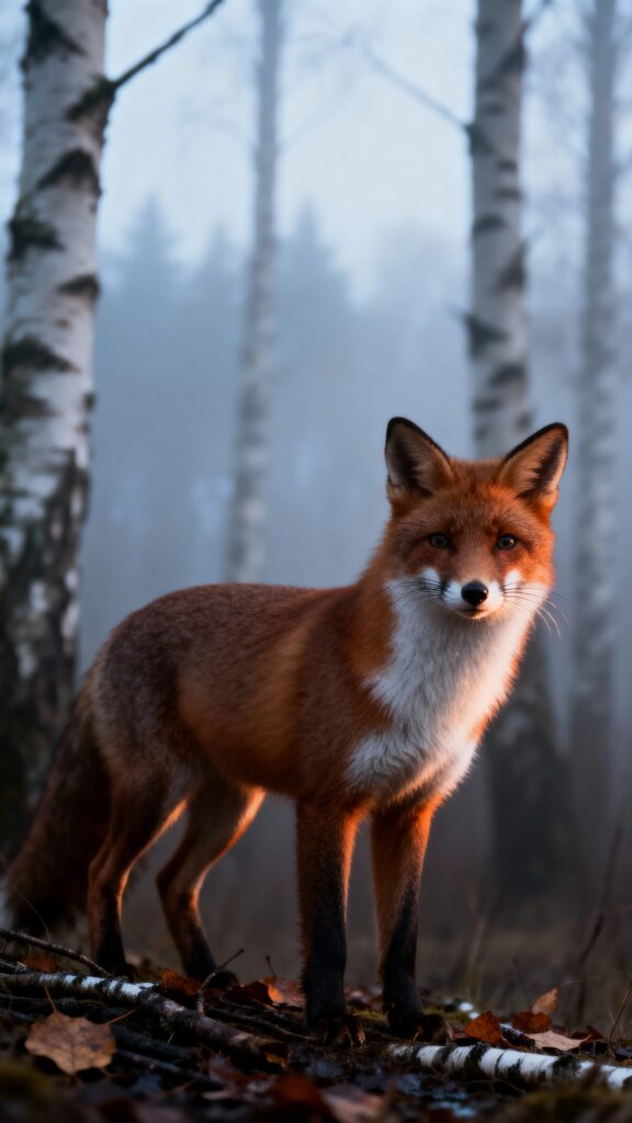 Fox in misty birch glade - Пример 1