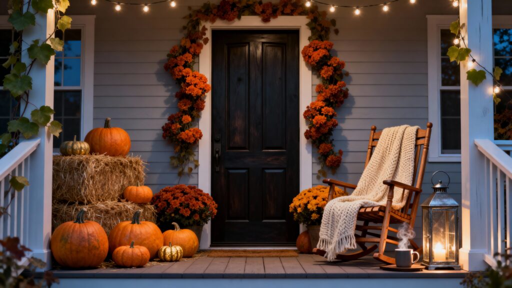 Front-porch autumn doorway seasonal display - Пример 1