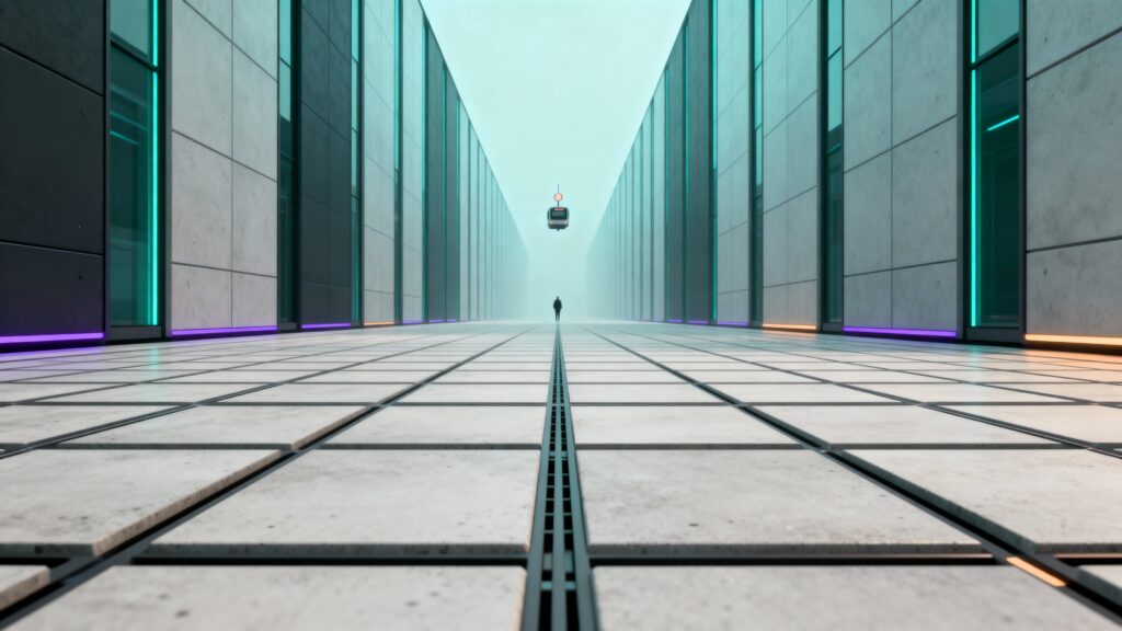 Futuristic grid perspective minimal architecture - Пример 1