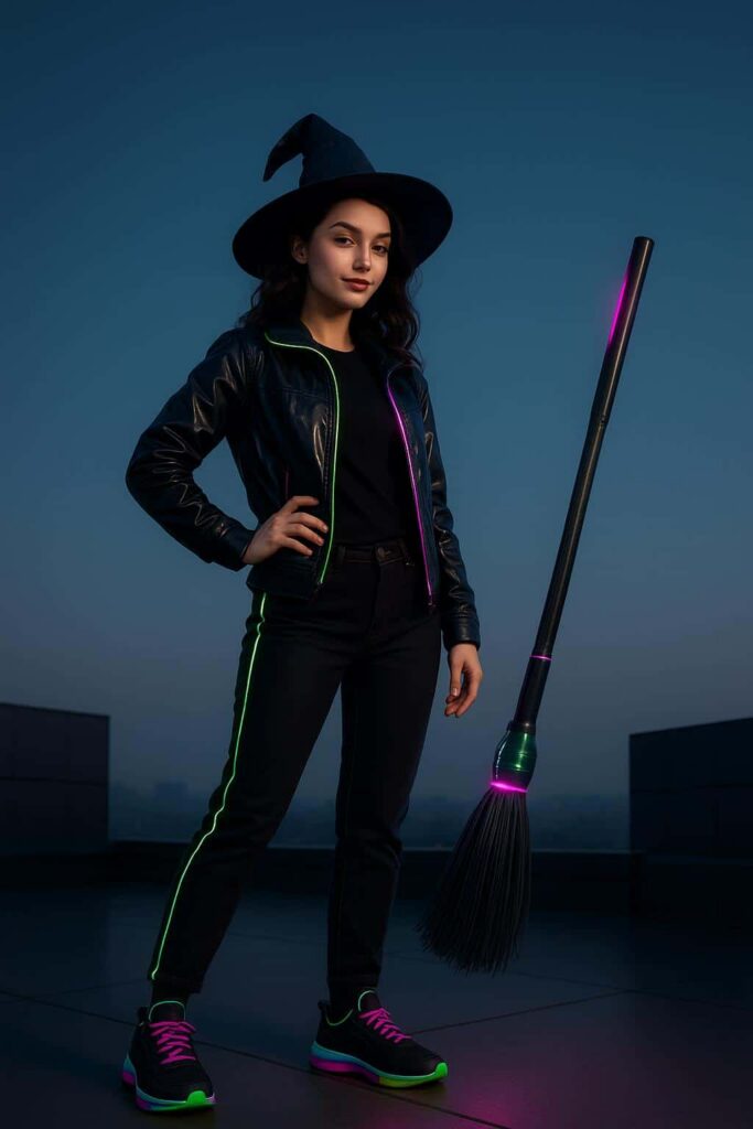 Gen-Z Witch in Neon Streetwear - Пример 1