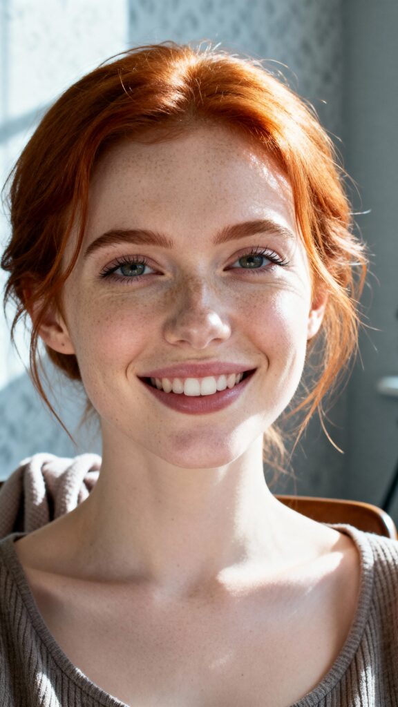Ginger-haired woman smiling portrait photograph - Пример 1