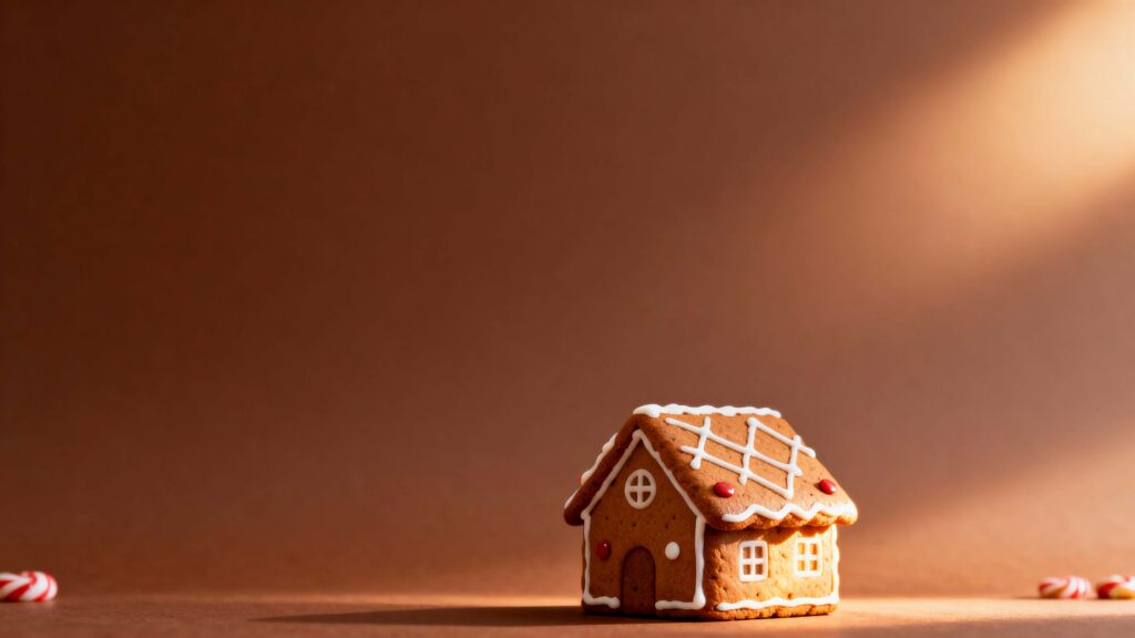 Gingerbread house Christmas card scene - Пример 1