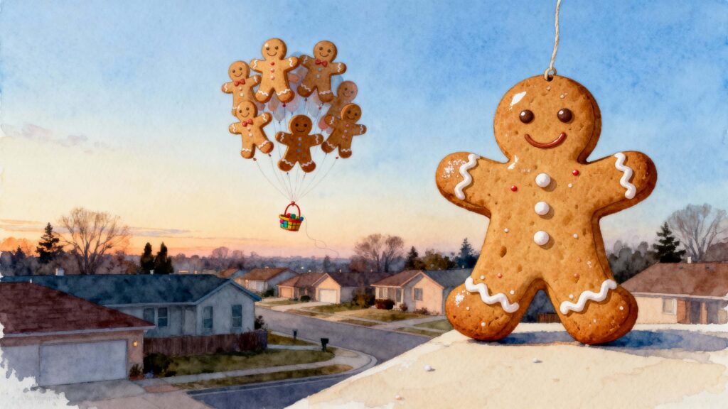 Gingerbread Men Floating Like Balloons - Пример 1