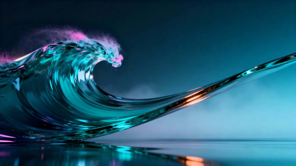 Glass Ribbon over Teal Gradient - Пример 1