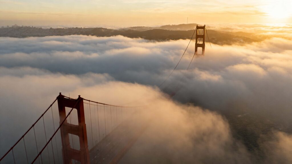 Golden Gate Bridge Towers Above Fog - Пример 1