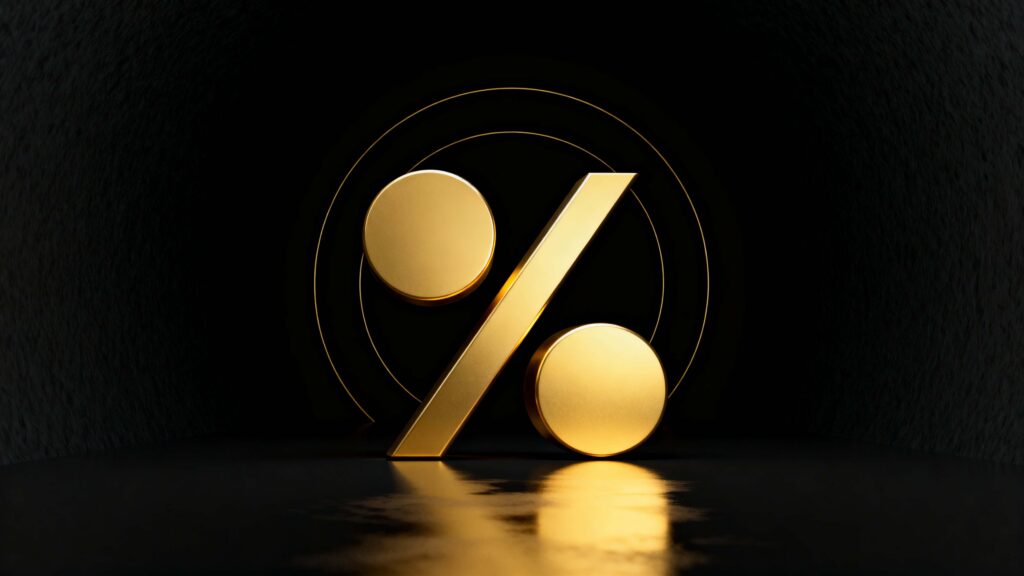 Golden percentage symbol on black - Пример 1