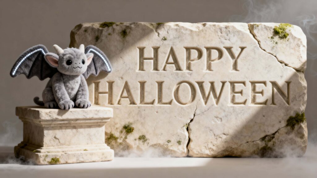 HAPPY HALLOWEEN limestone carving scene - Пример 1
