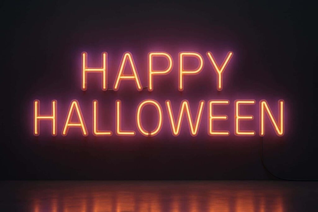 HAPPY HALLOWEEN neon glass sign - Пример 1