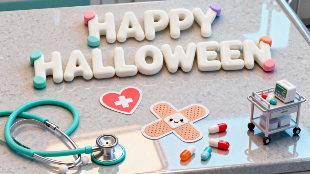 Happy Halloween porcelain sculpture with props - Пример 1