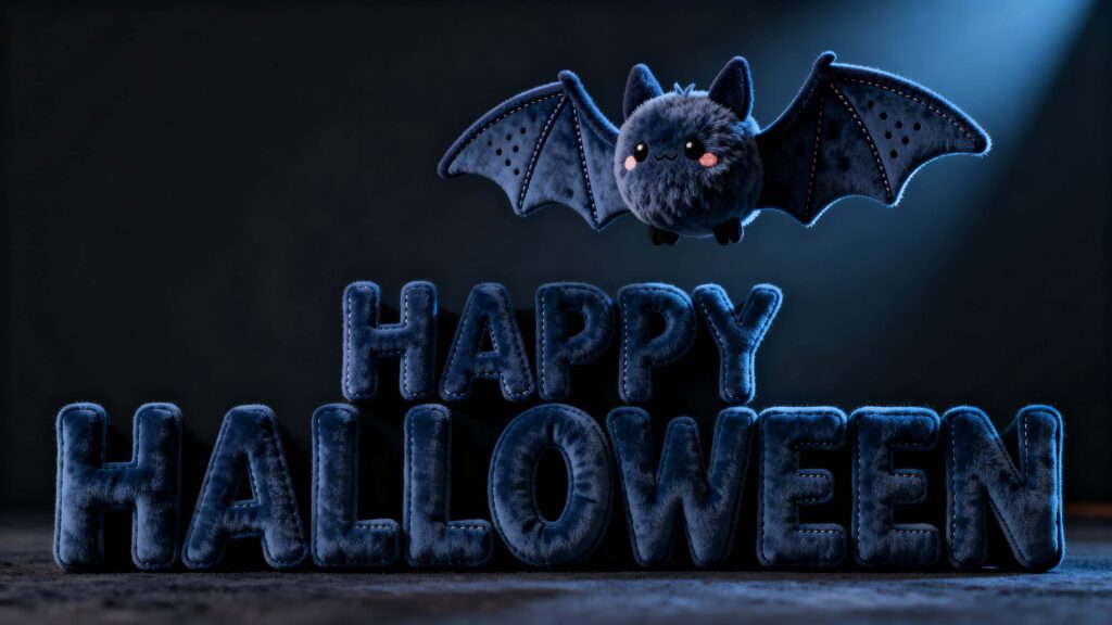 Happy Halloween suede lettering with bat - Пример 1