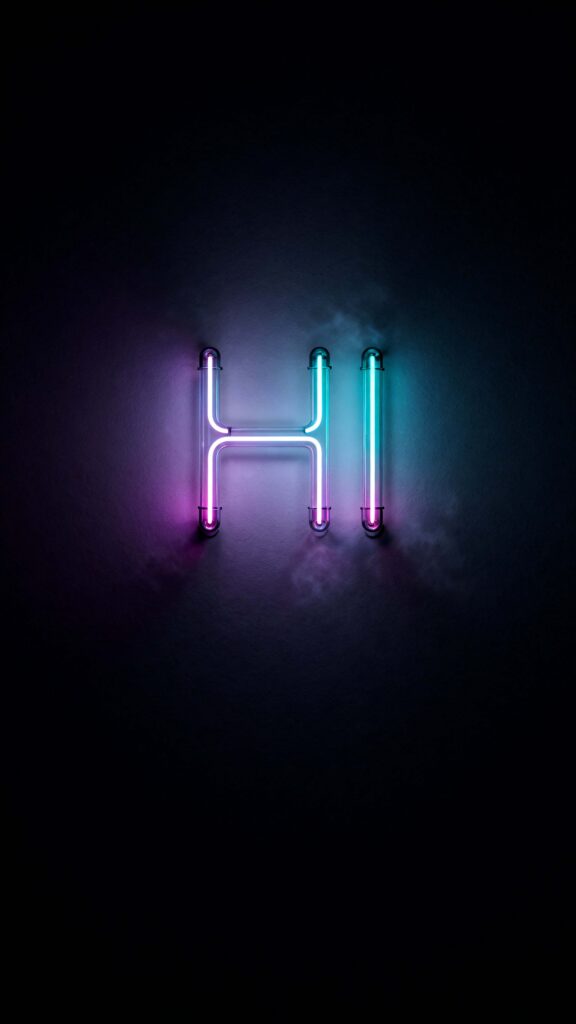 HI neon outline on dark matte background - Пример 1