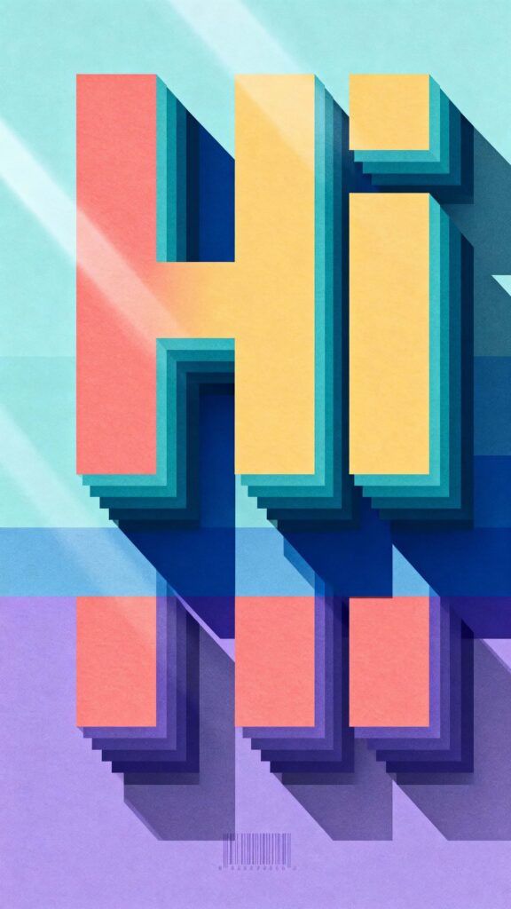 HI shaped by colorful rectangles - Пример 1