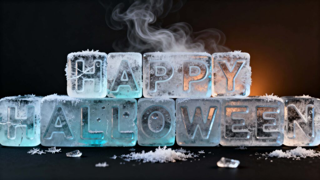 Ice-carved HAPPY HALLOWEEN slabs - Пример 1