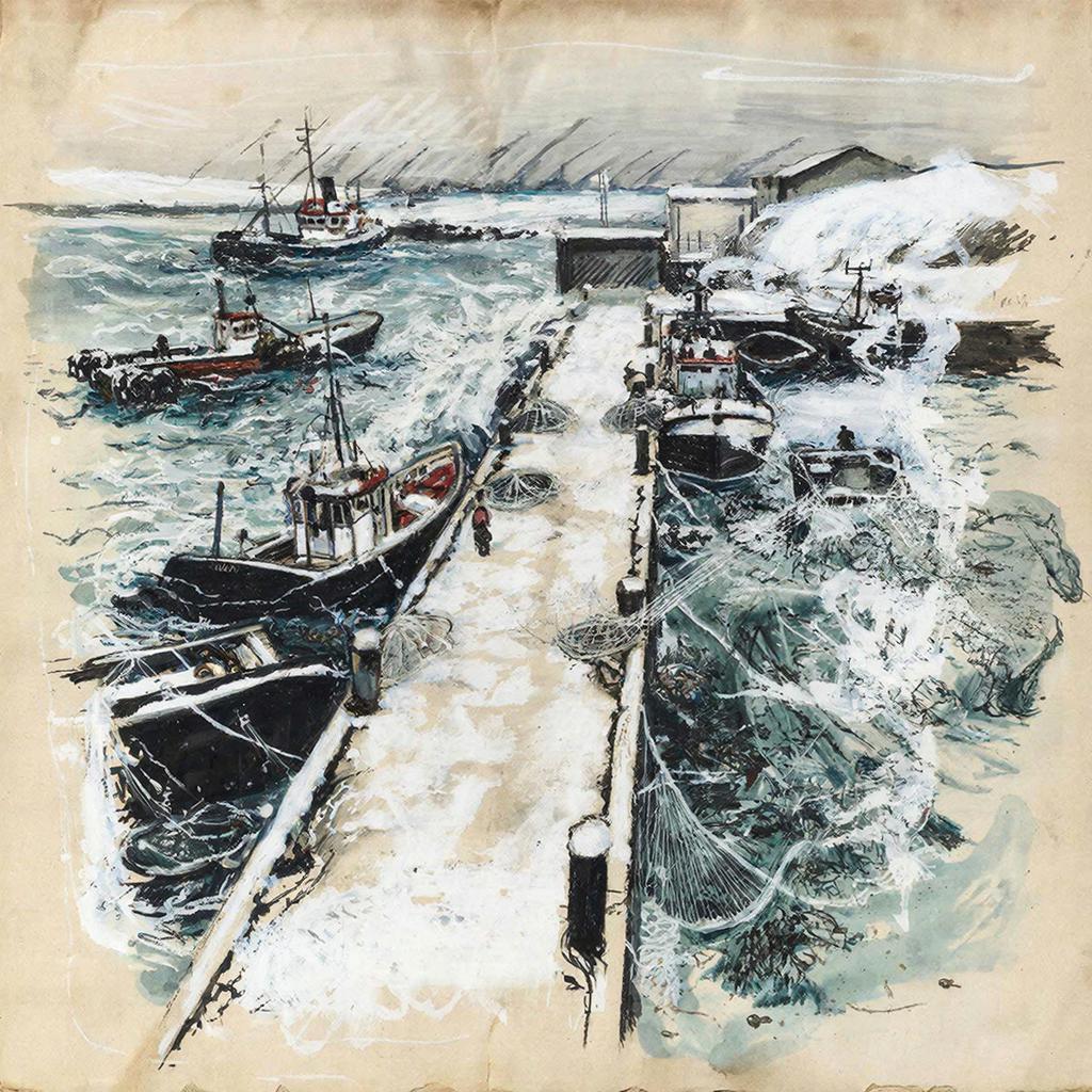 Промпт штормовая зимняя гавань Гдыни глазами Шиле - Пример 2