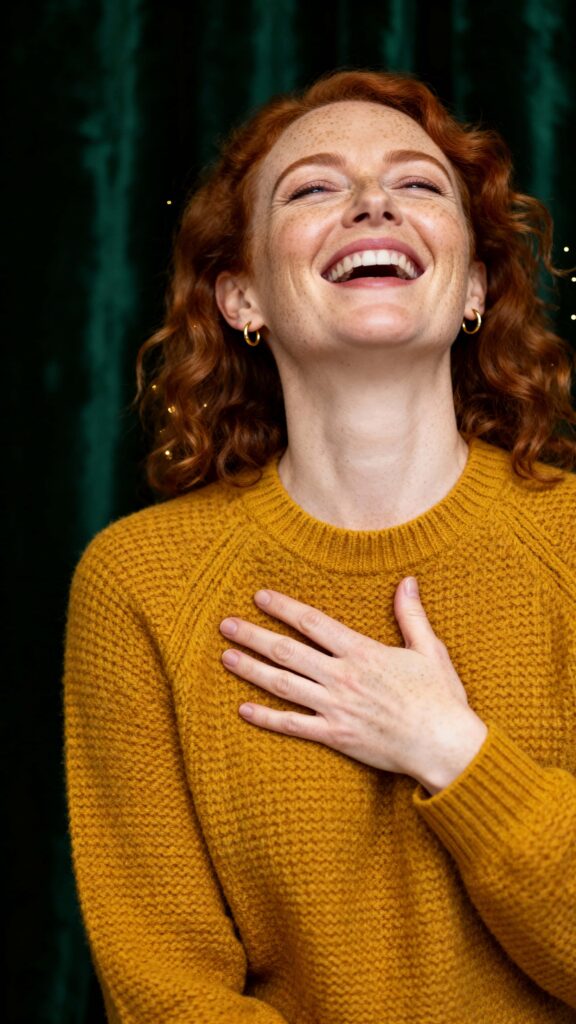 Irish woman laughing portrait in studio - Пример 1