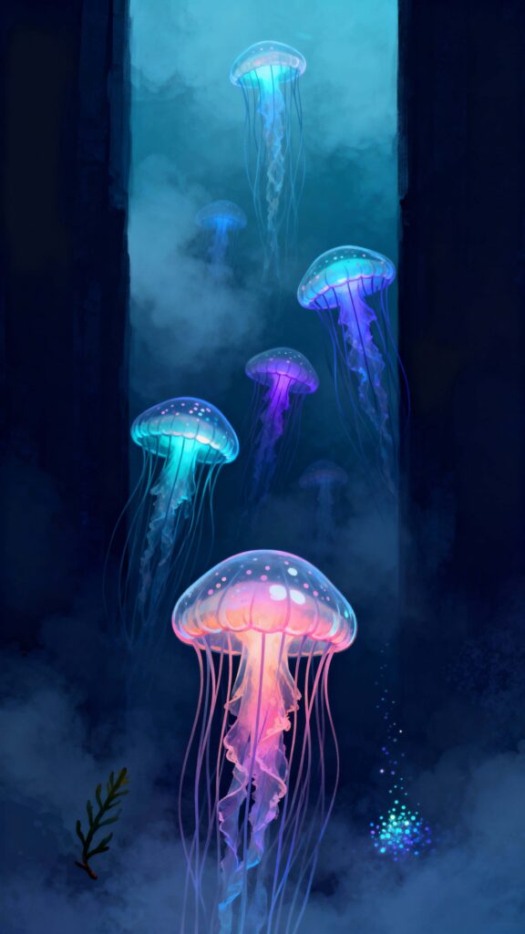 Jellyfish garden drifting through mist - Пример 1