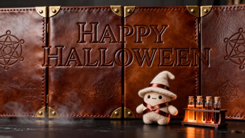 Leather Halloween plaque with alchemist - Пример 1