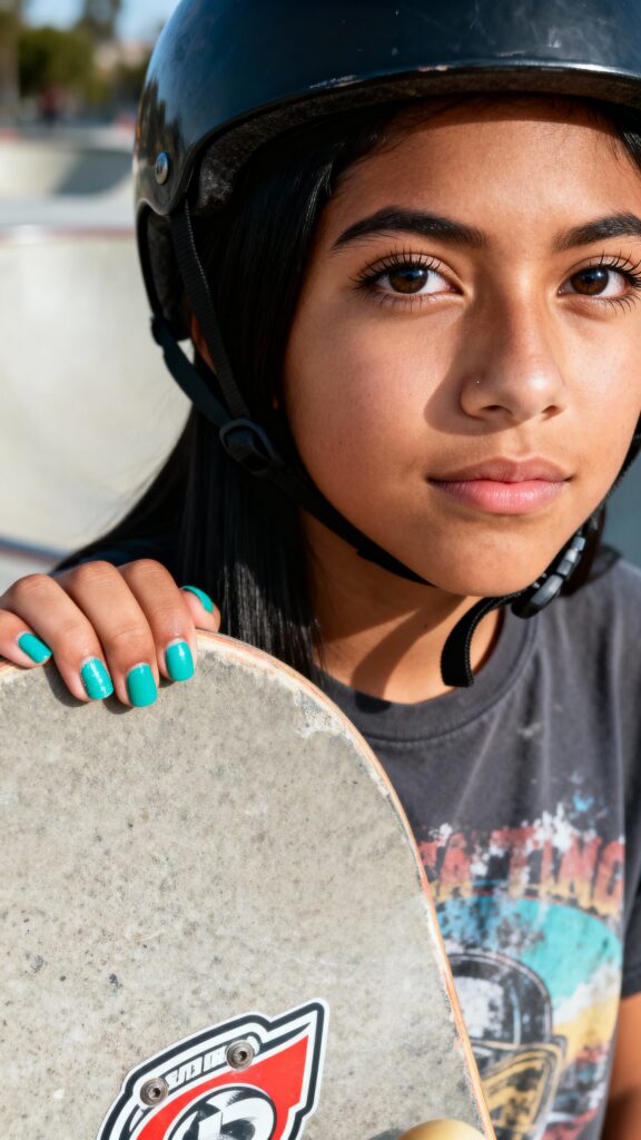 Lupita Mexican American Teen Skateboarder Headshot - Пример 1