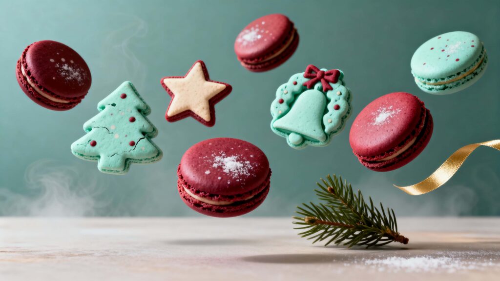 Macarons Floating as Christmas Icon Ornaments - Пример 1