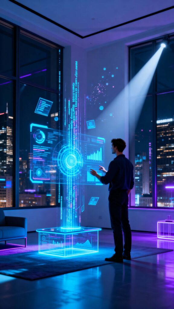 Man with holographic AI interface - Пример 1