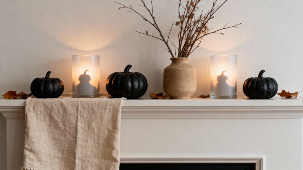 Mantel neutral Halloween still-life vignette - Пример 1